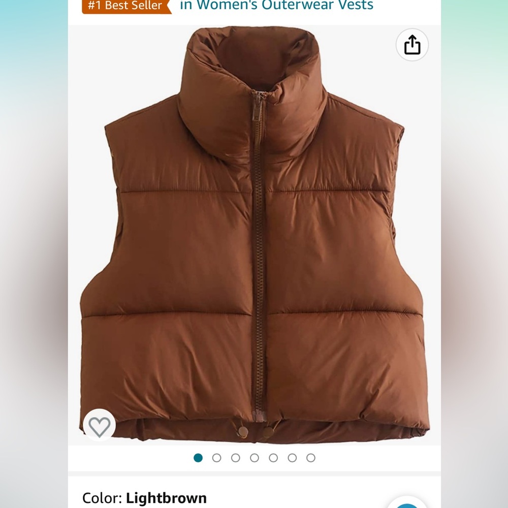 Brown Cropped Puffer Vest